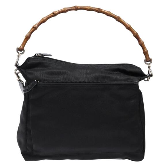 GUCCI Bamboo Hand Bag Nylon Black Silver 000 2404 000 2404 - Picture 2 of 13